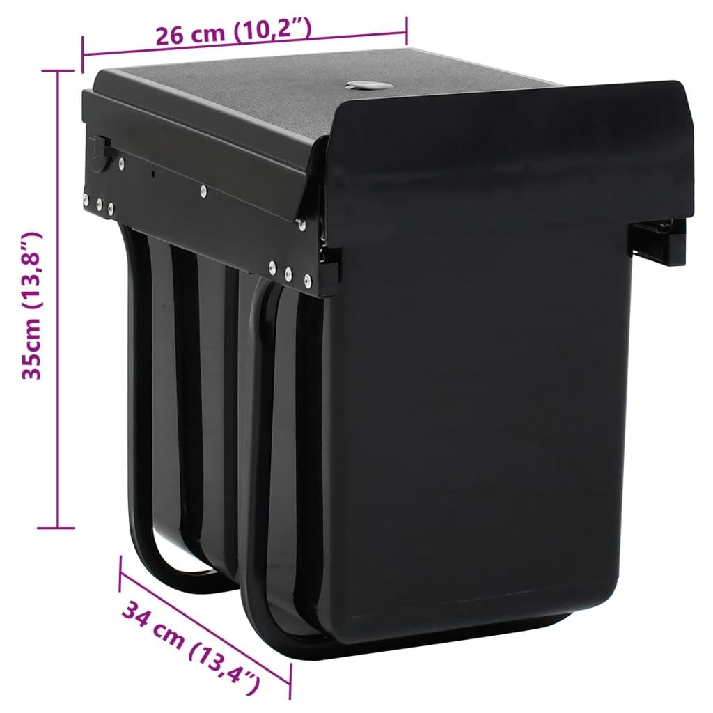 vidaXL Cubo de basura extraíble en armario de cocina cierre suave 20 L