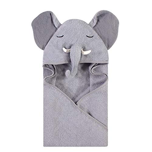 Image of Hudson Baby Unisex Baby Cotton Animal Face Hooded Towel, Tusks Elephant, One Size