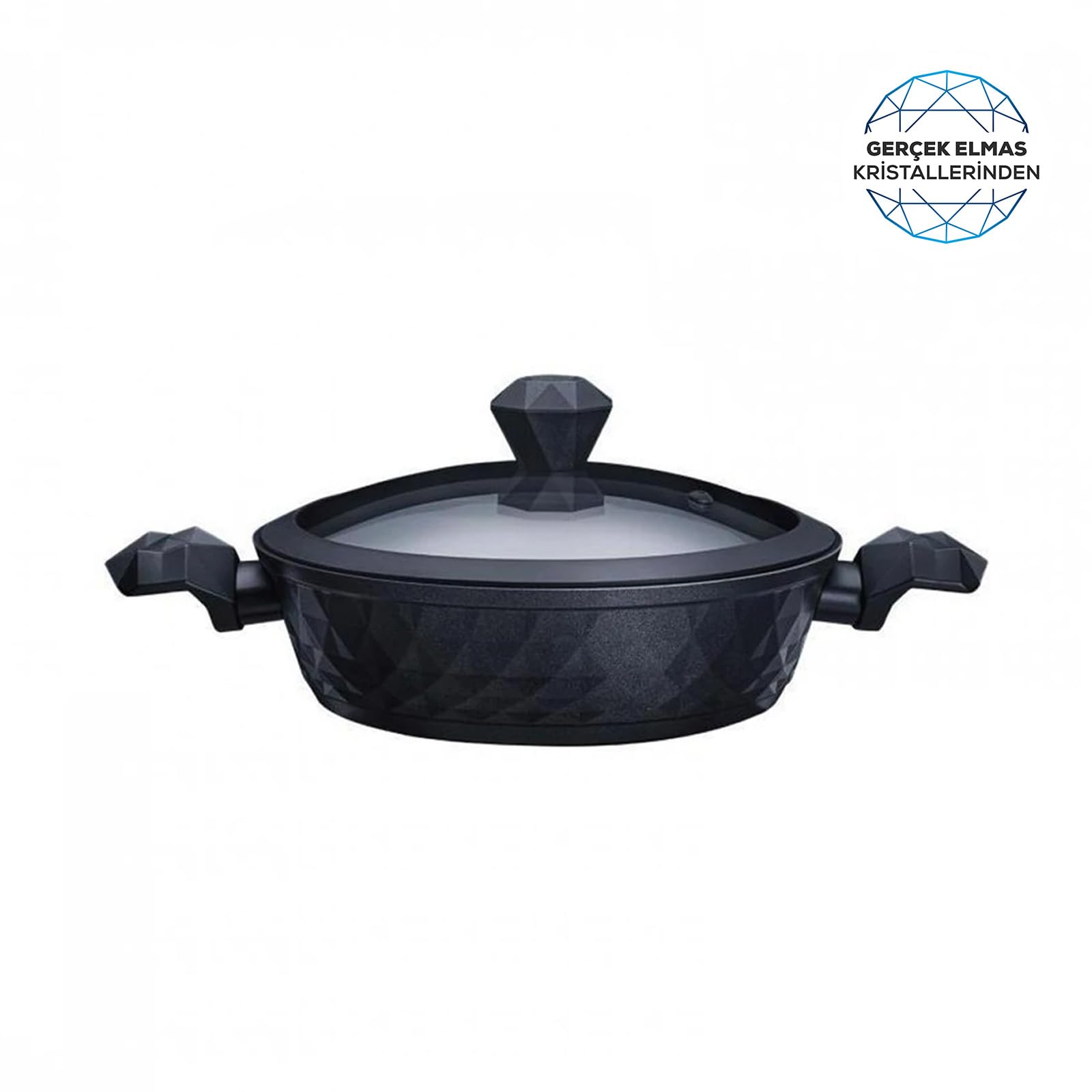 Karaca Bio Diamond Marmite 26 Cm 3,2L – Casserole Induction Diamant Antibactérienne, Poignées Nano Silver