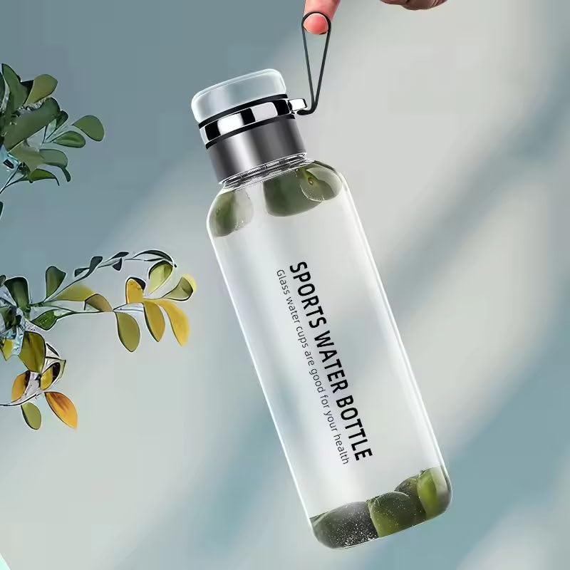 Image of NYRWANA Borosilicate Glass Water Bottle with Screw Lid | 1000ml Glass Tumbler | Heat-Resistant | Leak-Resistant | Hot & Cold Drinking Bottle for Home, Office, Gym, Travel & Camping