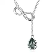 MEDWISE Moonstone Teardrop Pendant with Infinity Symbol Sterling Silver Moonstone/Turquoise/Cubic Zirconia Water drop Y-Necklace Jewelry Gifts for Women