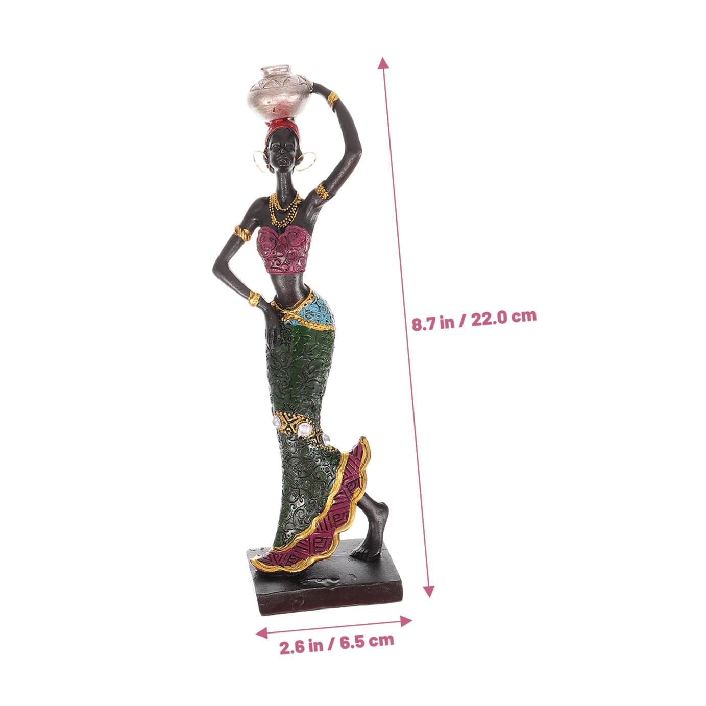 Lurrose Statues Africaines en Résine Lot de 2 Femmes Tribales Ornements Créatifs pour Décoration de Table et Intérieur Couleur Aléatoire