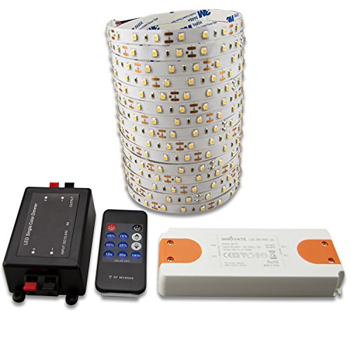 Innovate® LED Strip 5M SET | 24V | 4,8W/m | inkl. Funkdimmer mit Nachlaufsteuerung + Trafo ECO Transformator für LED Stripes | Driver | Netzteil | Flexband | Streifen |