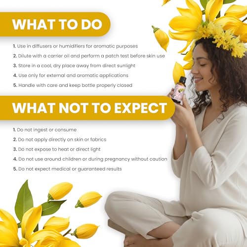 Image of Romyco Ylang Ylang Essential Oil 15ml for Strong Hair Roots & SkinCare, glowing | Emotional Balance Intimacy & Luxury Exotic Floral Aroma | Use In Diffuser | Pure Premium Natural Undliluted