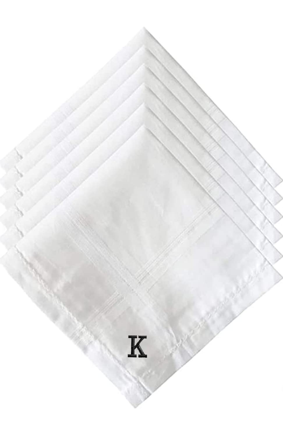 Mrunals Fashion-Men Handkerchief with Alphabet Embroidery, Size 45 cmx45 cm, White Color and Cotton Handkerchief, Embroidery Color Black-image-45