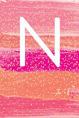 N: Monogram Letter N Notebook Pretty Blush Pink & Gold Cute Glitter Confetti Initial Blank Lined Writing Note book Journal for Girls, Kids & Women (
