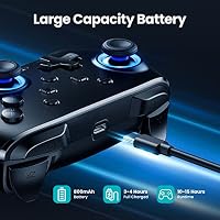 VOYEE Switch Controllers kompatibel mit Switch/Lite/OLED/Windows, 1000mAh Programmierbar RGB Blitz LED, Drahtloser Pro Controller mit Eine Schlüsselpaarung Vibration Aufwachen (Schwarz Blende) – Ansicht 7
