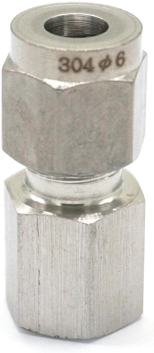Compatible M10x1mm Metric Female to 6mm OD Tube 304 Stainless Steel Pipe Compression Fitting Union Connector