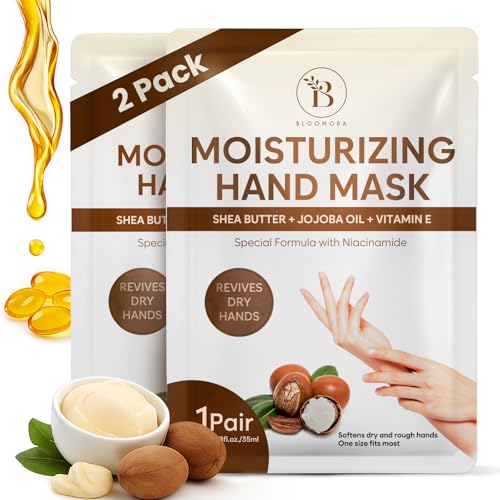 Handmaske für sehr trockene Hände – Handpflege Handschuhe mit Sheabutter, Jojobaöl & Vitamin E – Feuchtigkeitsspendende Handmaske Handschuhe – Handpflege Set für Damen & Herren (2 Paar)