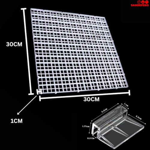 Image of SANSEFERO 5 MM Acrylic Aquarium Fish Tank Lid Cover Support Clip Clamp for Rimless Aquarium And Glass Top, Fish Tank Cover, Aquarium Hoods 6 Pieces ( White 2 Pcs Grid Divider 6 Pieces 5 MM Holder)