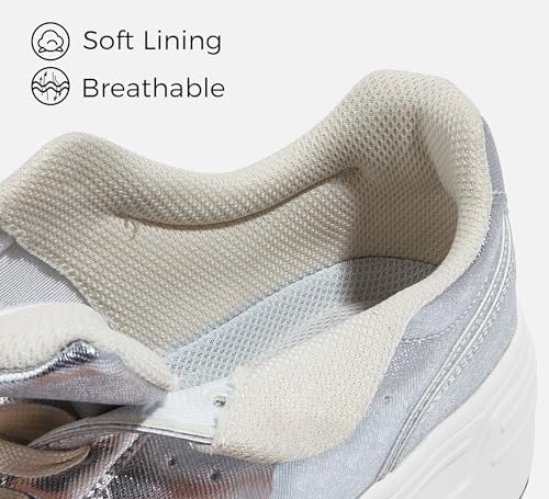 LUCKY STEP Women Platform Fashion Sneakers Chunky Faux Leather Thick Sole Comfortable Lightweight Casual Tennis Walking Shoes3