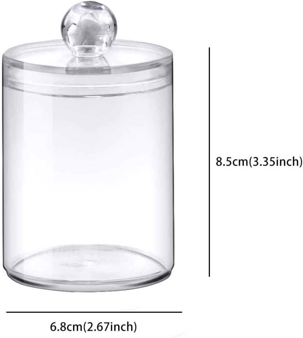qiuqiu Acrylic Multifunctional Round Receive Box Jewelry Box,Cosmetic Make-up Cotton Swabs Transparent Container Makeup Organizer for Cotton Ball Pad Swabs Make Up Pads -2 pcs