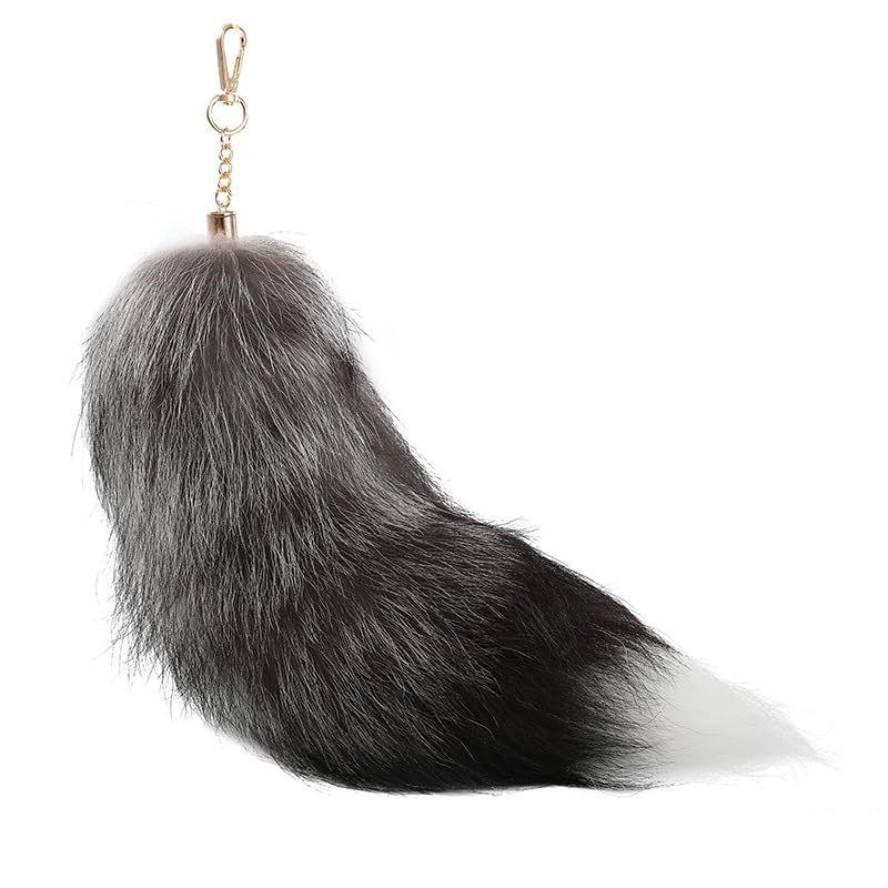 Goiern Fuchsschwanz Anhänger etwa 40CM Fell Schwanz Keychain Extra Groß Schlüsselring Tasche Zusätze Auto Schlüsselketten Anhänger Weich Flaumig Handtasche Dekoration