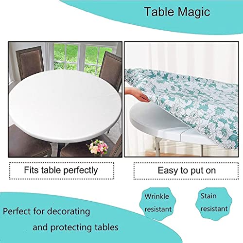Angeljuan Custom Round Fitted Tablecloth With Elastic Edged & Flannel Backing, Add Photo Text Waterproof Table Cover For Indoor Outdoor Patio Use, White - 1 Pcs Fit For Diameter 24.2"-28.1" Table #TOP2