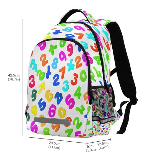 School Backpack Colorful Numbers Lightweight Waterproof Travel Laptop Backpack Kids School Bags for Boys Girls Teens 11.6 X 4.9 X 16.7inch3