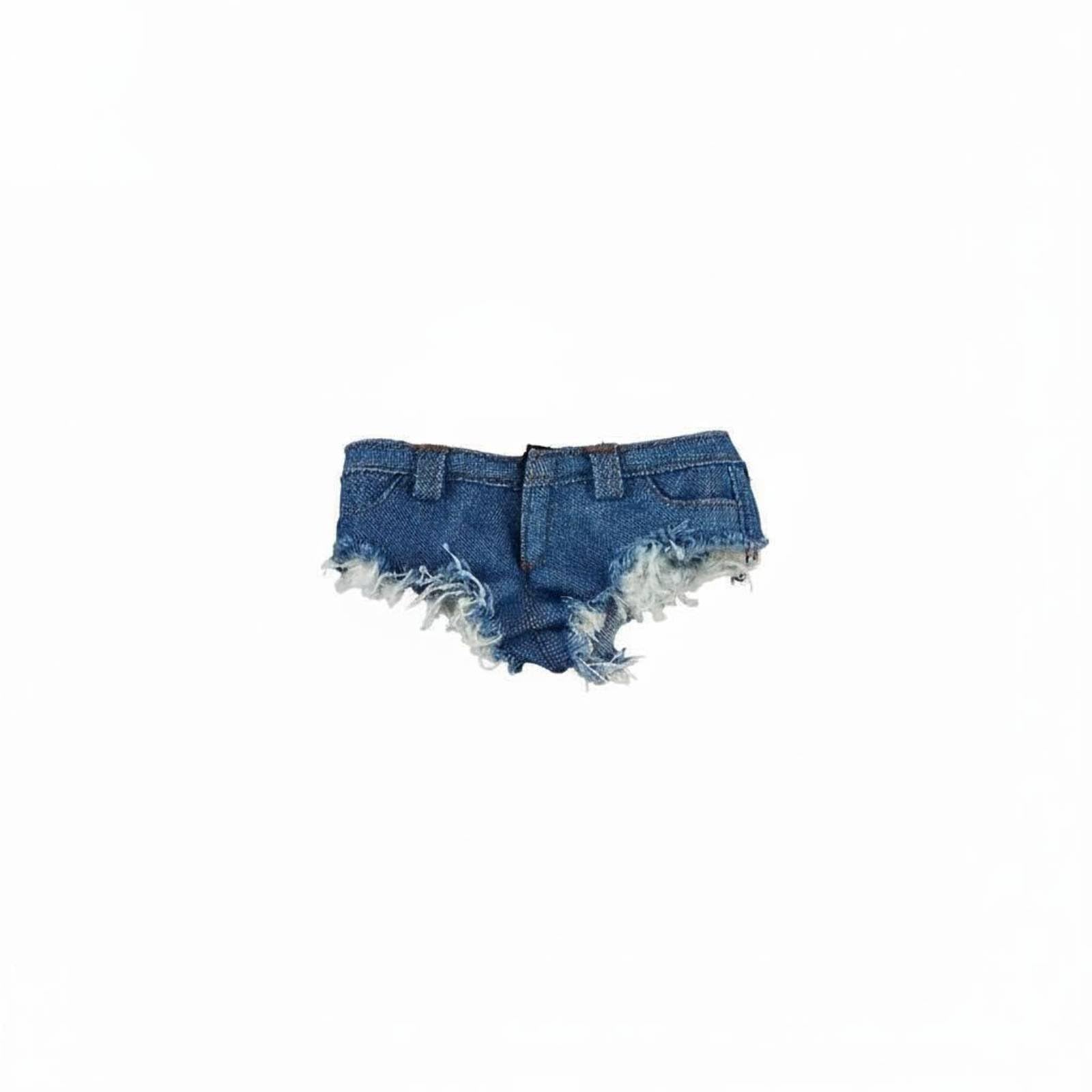 MERISHOPP Light Blue 1/6 Scale Jean Shorts Distressed Hem 1/6 Scale Hot Pants Close-Fitting Female Figure Hot Pants Handmade for Display, Photography, Blue-image-43
