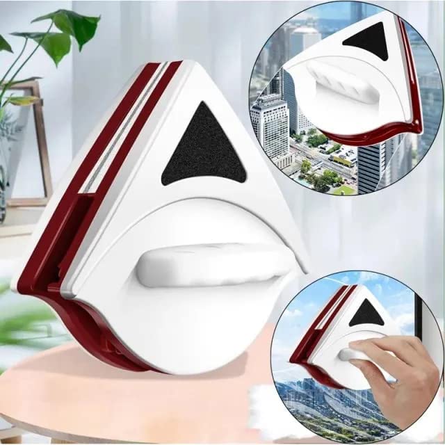 Image of Immortal Magnetic Window Glass Cleaner | Doublefaced Glass Cleaner | Double-Side Glazed Two Sided Wiper with 2 Extra Cleaning Cotton Squeegee Washing Equipment Household Magnet
