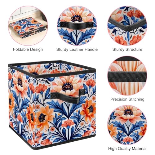 Boîte de rangement pliable premium avec de belles fleurs motif durable - 5