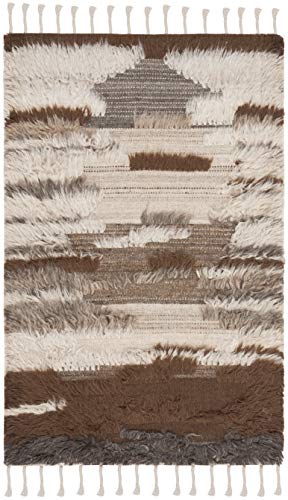 Tapete SAFAVIEH 91x152 cm de lana hecho a mano gris y marrón miniatura 3