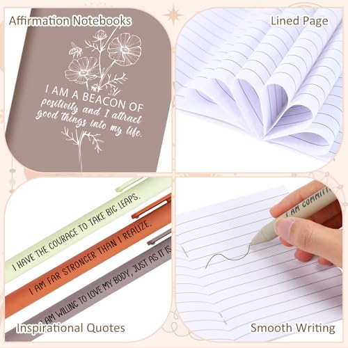Image of Mooliwe 48 Pcs Positive Affirmation Gift Set Gratitude Notebooks with Pens Small Bags Motivational Encouragement Notepads Daily Affirmations Journal for Women Stress Relief Self Care (Fresh)