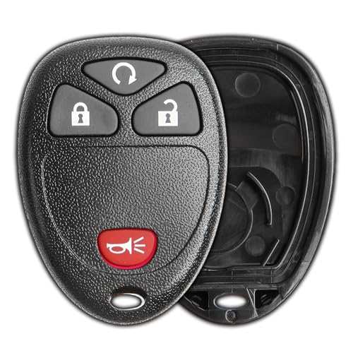 KeylessOption Replacement 4 Button Keyless Entry Remote Key Fob Shell Case and Button Pad Compatible...
