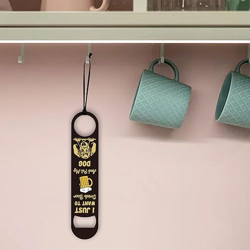 Miniatura 4 de GLOBLELAND "I Just Want to Pet My Dog" - Abrebotellas con tema de perro, abridor de botellas de cerveza de acero inoxidable, llave de barra para