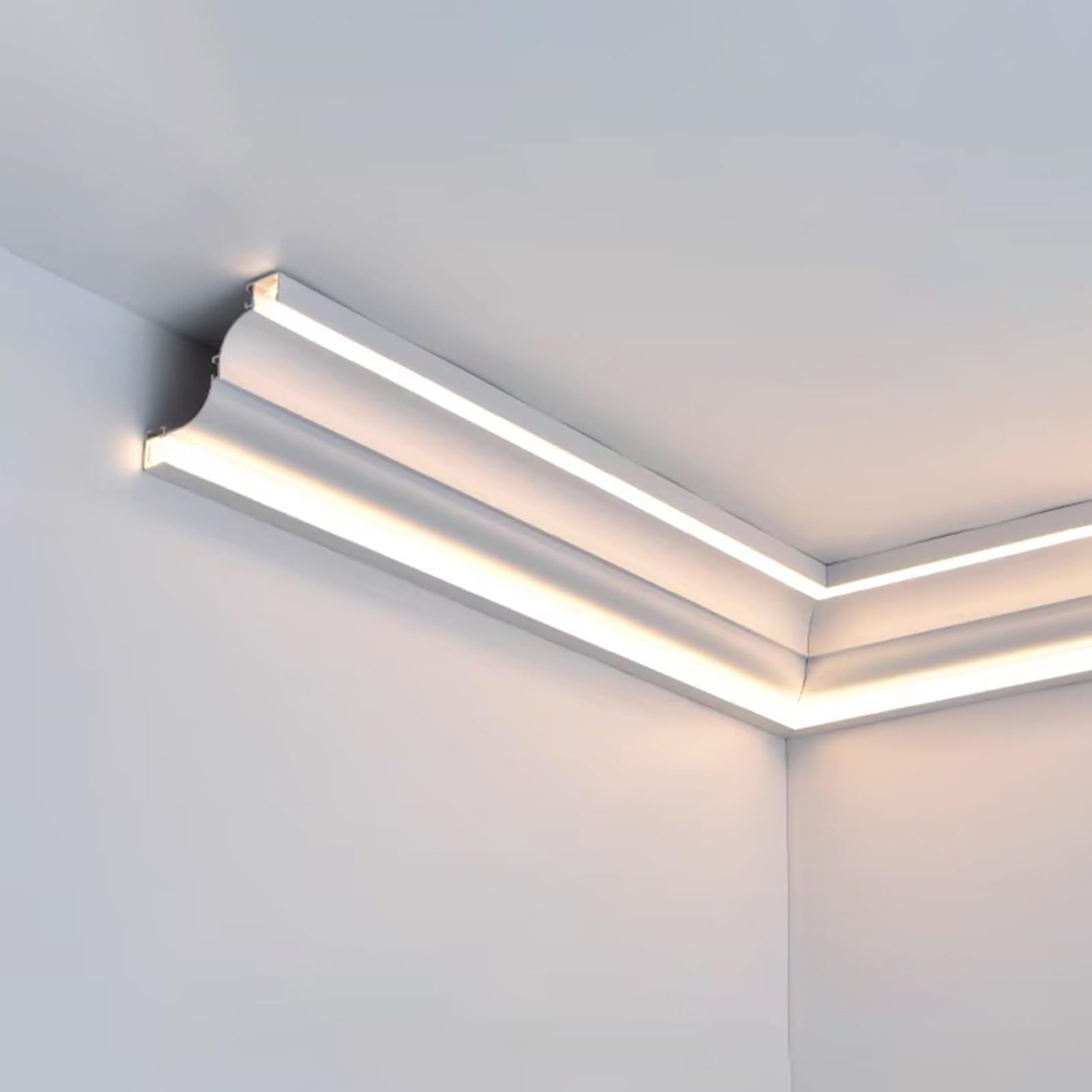 Listwa wykończeniowa sufitowa, aluminiowa listwa LED, dyfuzor świetlny, biała listwa sufitowa, dekoracja do oświetlenia pośredniego, 1 m, dekoracyjny kanał wykończeniowy sufitowy do domu