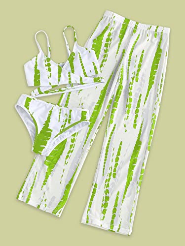 WDIRARA Girl's 3 Pieces Print Wrap Crisscross Bikini Swimsuit with Cover Up Pants4