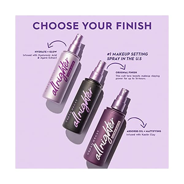 Urban-Decay-All-Nighter-Ultra-Matte-Setting-Spray-Makeup-Finishing-Spray-Lasts-Up-To-16-Hours-Oil-Shine-Controlling-Mist-Great-for-Oily-Skin-40-fl-oz Urban Decay All Nighter Ultra Matte Makeup Setting Spray for Face, Transfer-proof, Long-lasting 16 HR Wear, with Oil-absorbing Kaolin Clay, Matte Finish, Oil-free, Paraben-free, Vegan