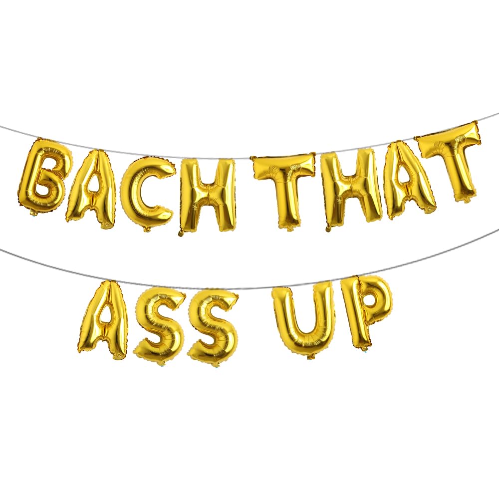 BACH THAT ASS UP Letter Balloons - 16 Inch Gold Foil Alphabet Balloons For Bachelorette & Bachelor Parties