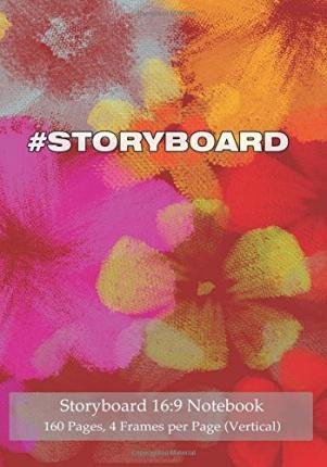 Carnet de storyboard 16:9 avec 4 cadres verticaux et couverture à fleurs