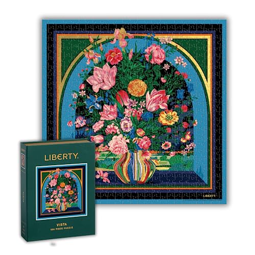 Galison Liberty Vista 500 Piece Book Puzzle with Iconic Botanical Liberty Heirloom Print Artwork Packaged in Magnetic Keepsake Book Sized Box