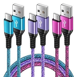 USB C Fast Charger Cable, [3Pack 3FT/0.9M]Type C Samsung Charger Cable USB C Lead Fast Charging for Samsung Galaxy S25 S24 S23 S22 S21 S20 A12 A13 A145G A15 A16 A17 A33 A50 A52 Huawei P40 P30 P20 Lite
