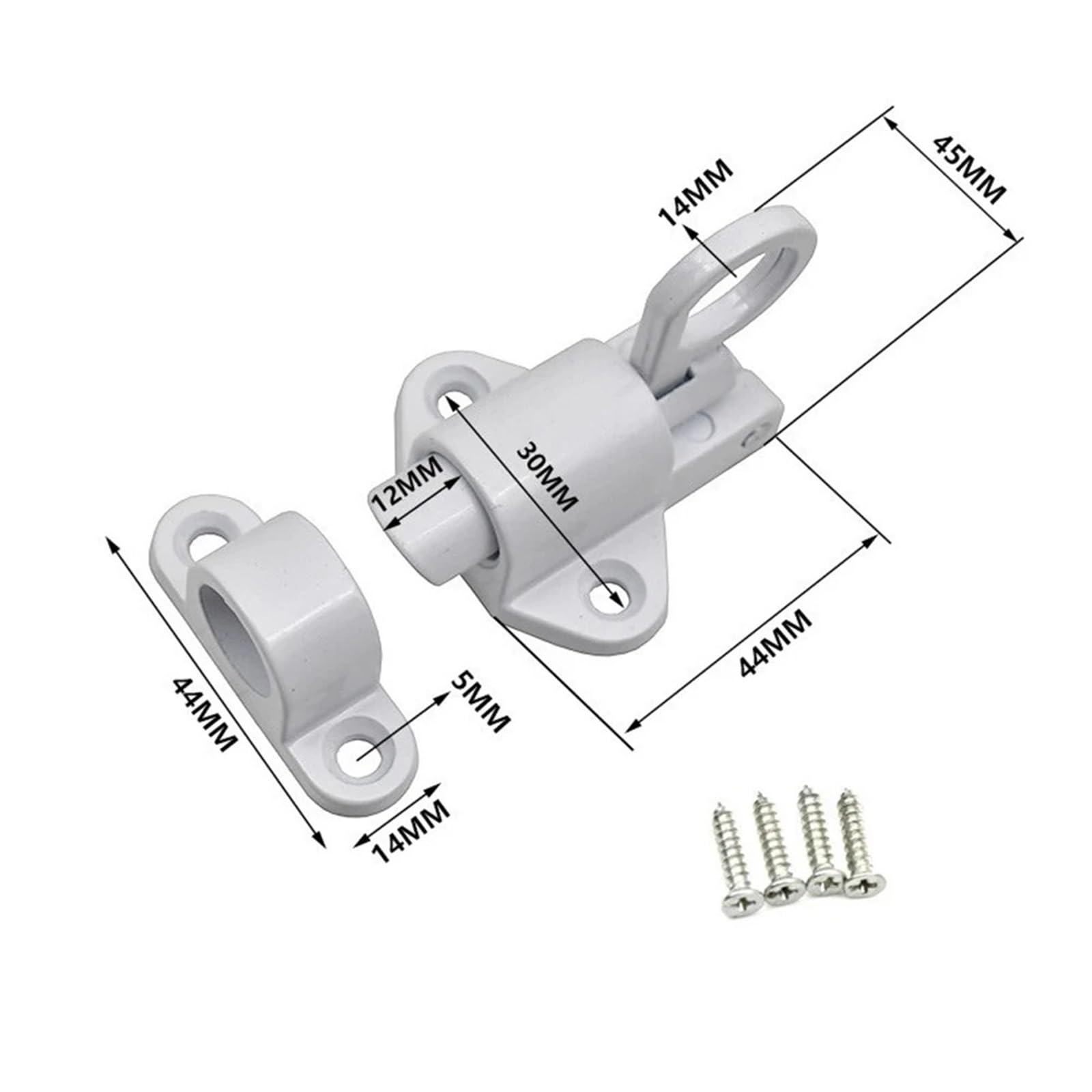 10 pezzi di chiavistello a molla for porta, bullone chiusura automatica, anello trazione, blocco sicurezza for finestra e cancello Per Porta(Silver)