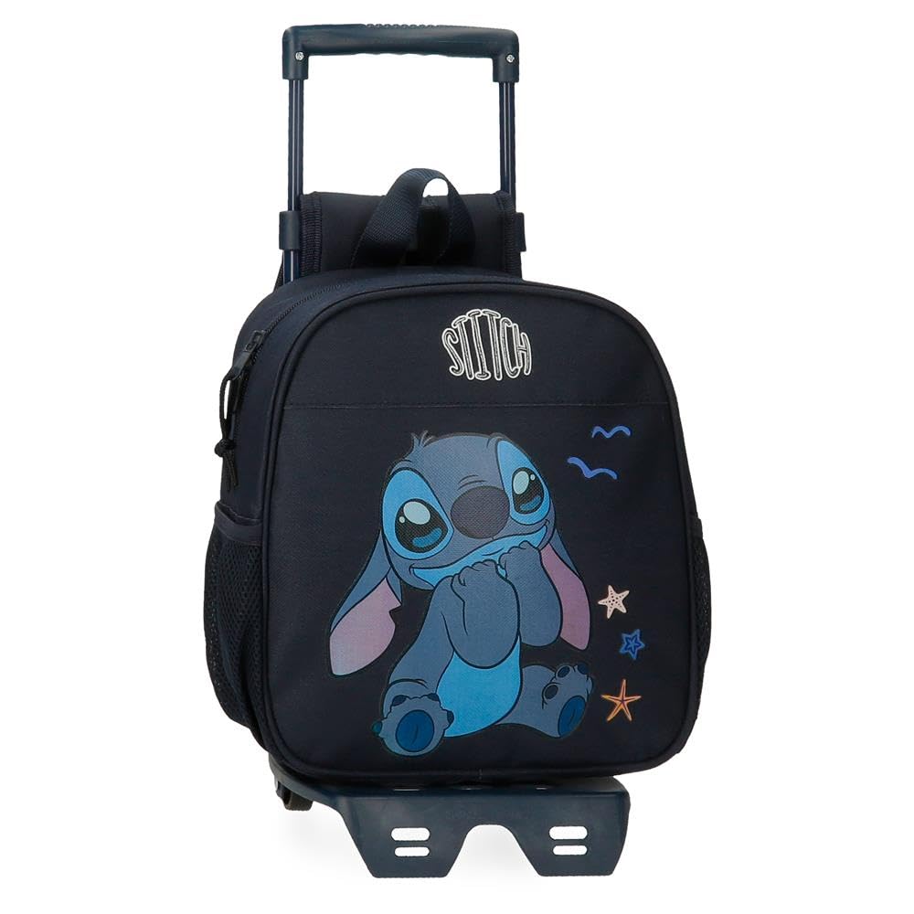 Disney Joumma Stitch Excited Mochila Preescolar con Carro Negro 23x25x10 cms Poliéster 5,25L