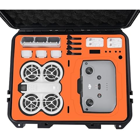 RCGEEK Carrying Case for DJI NEO Accessories, Large Capacity Waterproof Hard Case for DJI NEO Neo Fly More Combo with RC-N3 Remote Controller,Neo Intelligent Flight Battery/Charging Hub Cover