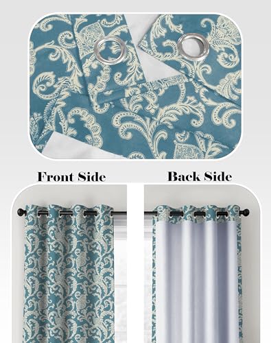 Image of Casableu Anthem Kelso Cotton Look Door Curtains Pack of 2-9 Feet Long Door, Printed Design, Room Darkening Curtains with Tiebacks, Eyelet Style for Bedroom & Living Room Decor (Ziggurat, 9 feet)
