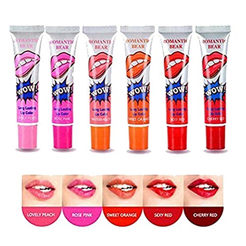 Dylandy 6 Pcs Womens Magic Color Tint Waterproof Makeup Tattoo Lip Gloss Lipstick Easy Peel Off Long Lasting Tear Pull Lipstick - 6 Colors