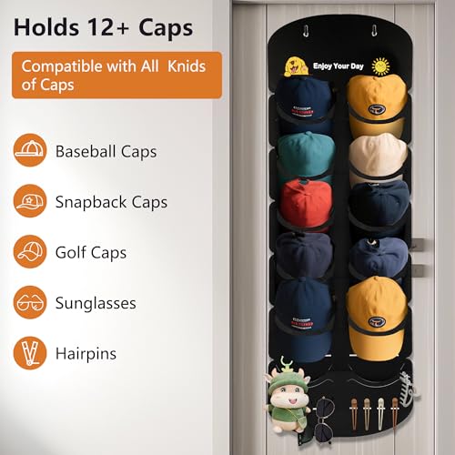 Organizador de sombreros de 12 bolsillos para puerta o pared