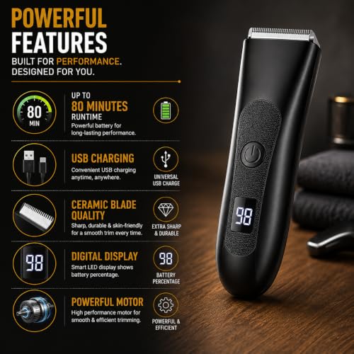 Generic Full Body Trimmer for Men, Ceramic Blade, 80-minute Runtime - Image 4