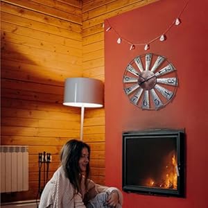 Evursua 24 Inch Modern Farmhouse Clock Large Metal Windmill Clock for Walls Indoor Outdoor HomeGalvanized Metal Decor Wall Clock Distressed