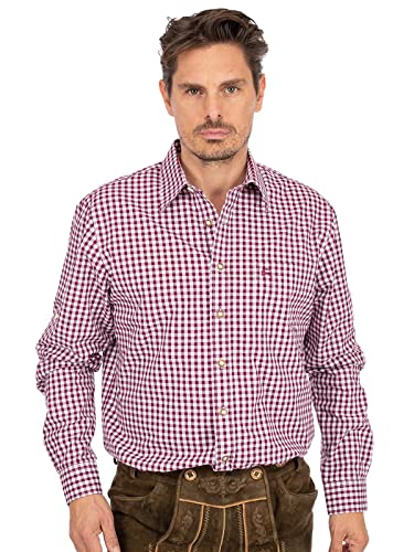 OS-Trachten Chemise traditionnelle pour homme 120001-2602, bordeaux, XXXL