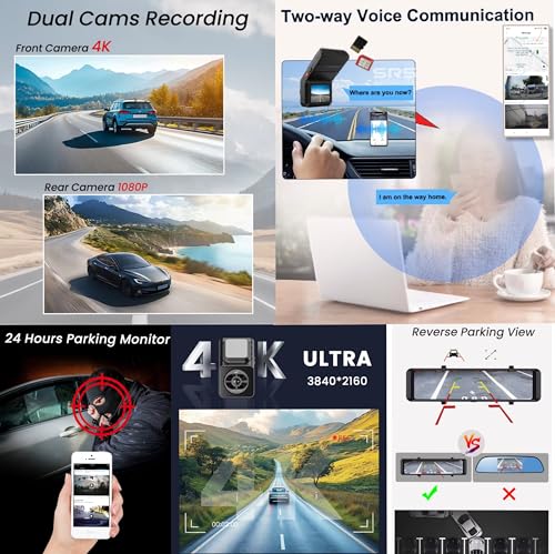 Image of F /R 4K+4G Dual Dash Cam GPS+LiveVideo ADAS BSD Playback Park Monitor Calling Pedestrian Alert WiFi Hotspot Loop Record GSensor Reverse Parking 1TB MicroSD SIM Support (S44KGen4P)