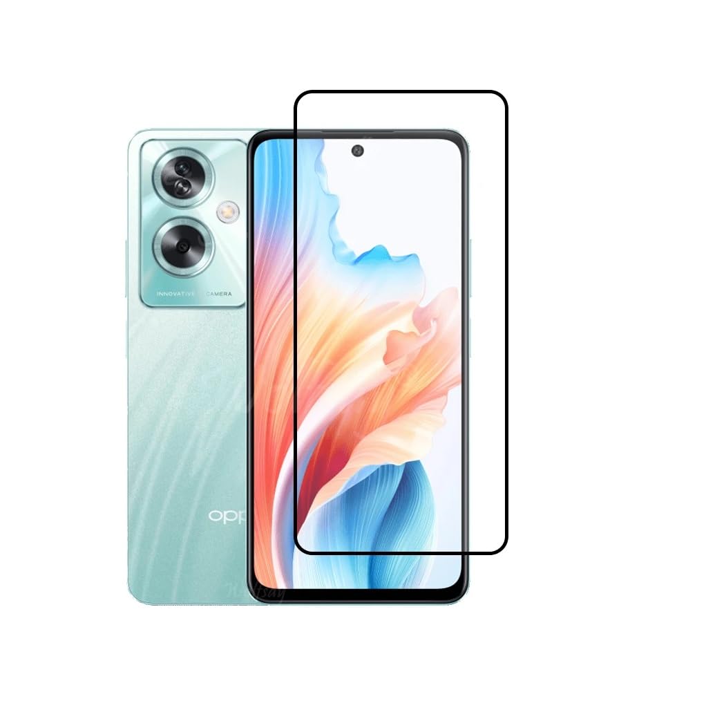 Muzz Oppo A60 Screen Protector, Full Glue, Bubble Free, Anti-Scratch, Anti-Fingerprint, 9H Hardness 3D Curved Edge Tempered Glass Screen Protector for Oppo A60 4G 2024 5D Black Glass