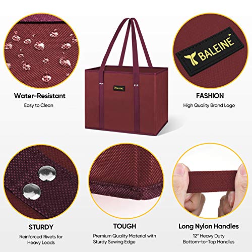 image for BALEINE 3Pk Reusable Grocery Bags, Foldable Shopping Bags for Grocerie