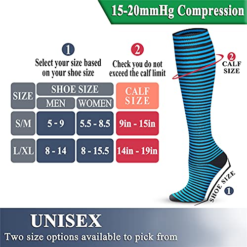 Image of QUXIANG Copper Compression Socks for Women & Men Circulation (8 Pairs) - Best for Running Athletic Cycling - 15-20 mmHg