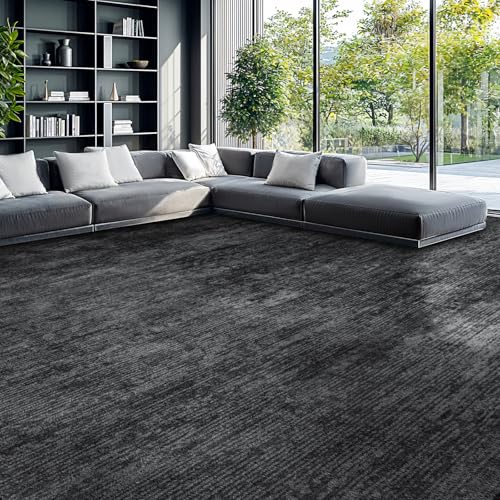Washable Rug 5x7 Area Rugs for Living Room - Stain Resistant Non-Slip Backing Boho Rug for Bedroom,Durable & Ultra-Thin Vintage Large Area Rug(5x7,Black)