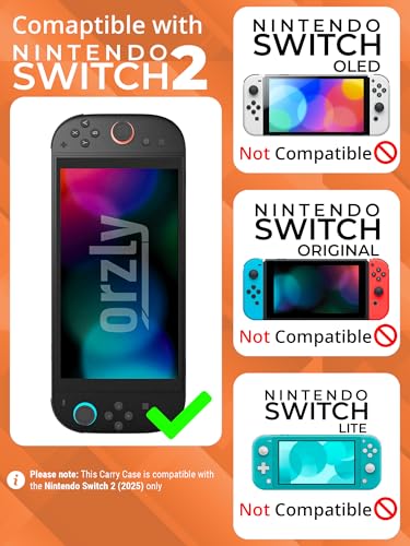 Image of Orzly Case Compatible with Nintendo Switch 2 - Protective Travel Carry Case with Screen Padding, Game Card & microSD Slots, Zipped & Open Pockets for Accessories - 7.9 inch Gift Boxed
