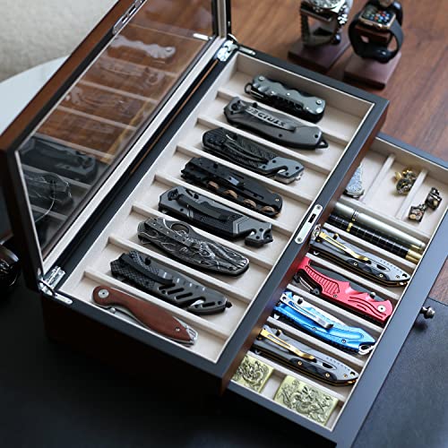 Besforu Estojo de exibição de faca de bolso para homens, porta-coleção, faca dobrável 15-17 com acab