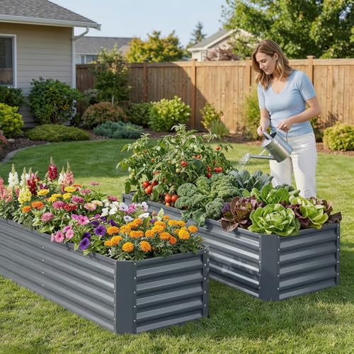 ZORMY 6×2×1.4ft Galvanized Raised Garden Bed Kit, Metal Planter Boxes Outdoor, High Raised Beds for Vegetables, Fruits, and Flowers - IronGrey by ZORMY - Image 2